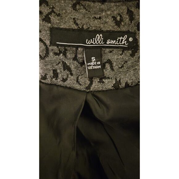 Willi Smith Leopard Print Coat Womens Size S Black Gray Jacket Belted Lined - Picture 6 of 11